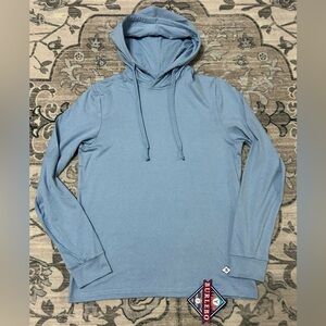 NEW Burlebo Performance Hoodie Youth Sz Medium (8) Blue UPF 50 Stretchy Outdoor